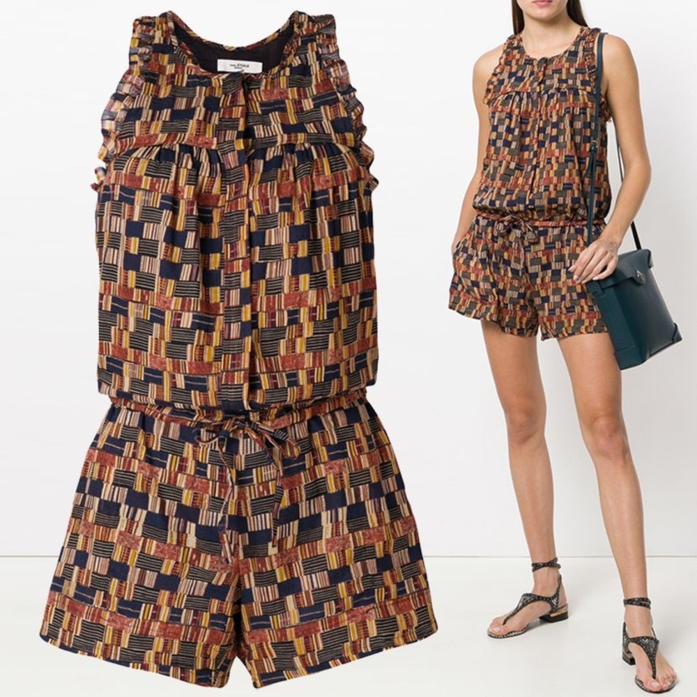 Isabel Etoile Marant Geometric"Namibia" Print Patterned Sleeveless Romper
